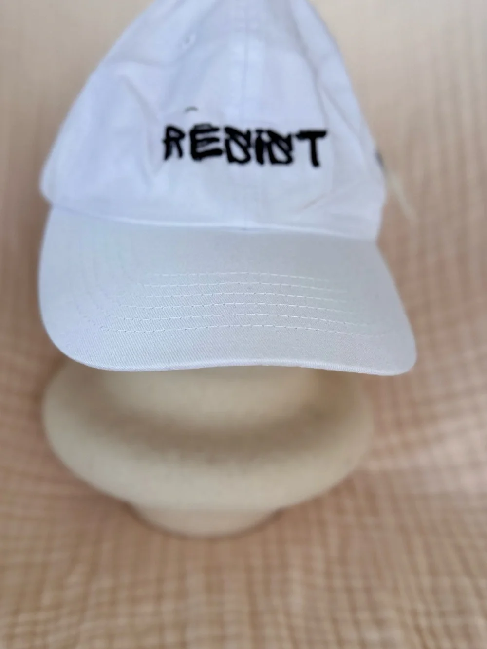 New Era White Baseball Cap with Black Embroidered Text